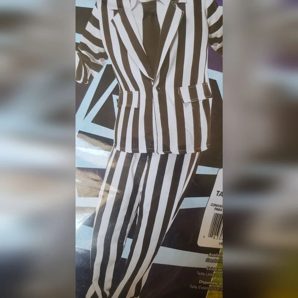 NWT Rubie's Beetlejuice Black and White Striped Adult XL Costume No Wig